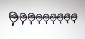 New Set of 9 Fuji Black Hardloy BNLG Casting Two-Foot Fishing Rod Guides (12-8) - Picture 1 of 3