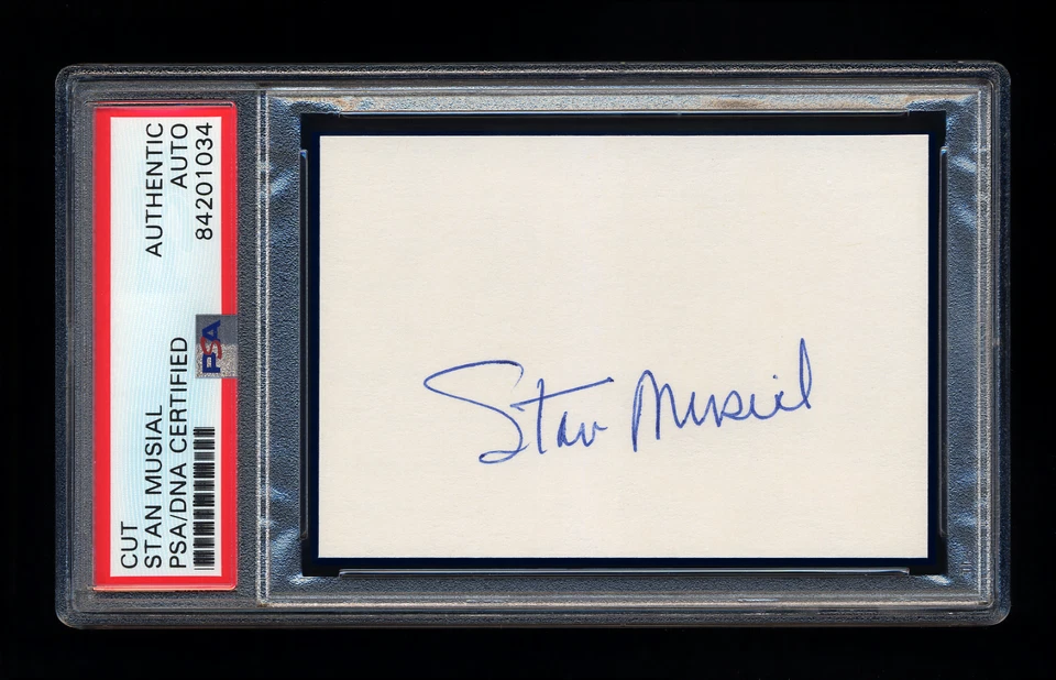 STAN MUSIAL SIGNED MINT CUT PSA/DNA AUTOGRAPHED ST LOUIS CARDINALS 1946 WSC MVP - Image 1 of 1