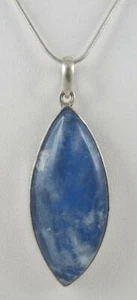 PRETTY ESTATE BLUE & WHITE SWIRL GLASS  STERLING SILVER PENDANT NECKLACE, 18.5" - Picture 1 of 8