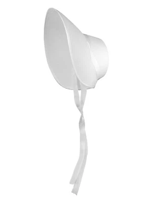Womens White Bo Peep Pilgrim Bonnet Hat Puritan Handmaid Victorian Costume - Image 1 of 3
