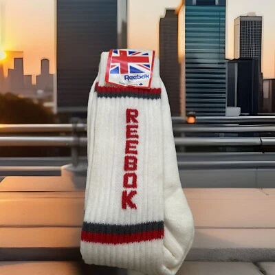 Calcetines Reebok Crew vintage Canadá acrílico Orlon rojo/gris deletreado se adapta a 10-13 Foto 1 de 4