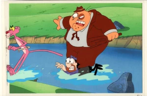 Celda de animación original de Pantera Rosa con dibujos a lápiz y fondo - Imagen 1 de 3