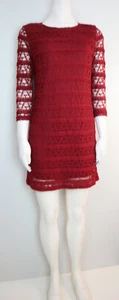 RED LACE DRESS 3/4 SHEER SLEEVES - FOREVER 21 - SIZE S - Picture 1 of 6