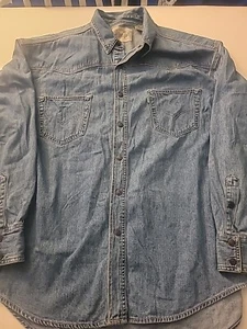 Vintage Levis Silver Tab Denim Shirt Mens XL Blue  Snap Button Western - Picture 1 of 13