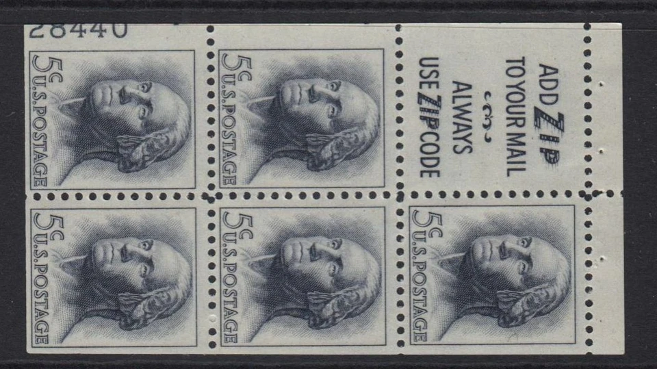 1963 Washington Sc 1213a untagged Slogan 3 MNH 65% plate number 28440 LL - Image 1 of 1