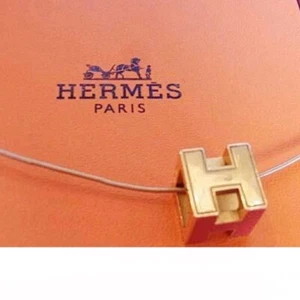  [HERMES] H Cube Necklace Gold Metal Fittings Mint Cond. USED 100% authentic - Picture 1 of 5