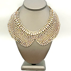 VINTAGE MASSIVE GORGEOUS AB RHINESTONE HATTIE CARNEGIE - HOBE GLASS BIB NECKLACE - Picture 1 of 15