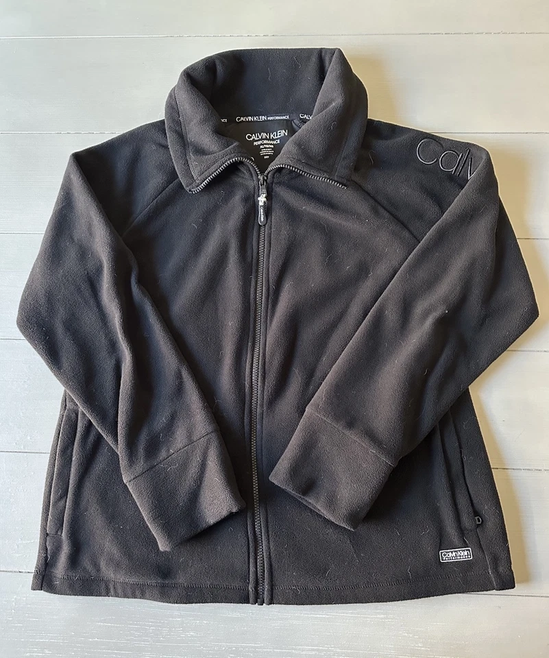 Moletom Calvin Klein Performance feminino de lã com zíper GG preto - Imagem 1 de 4