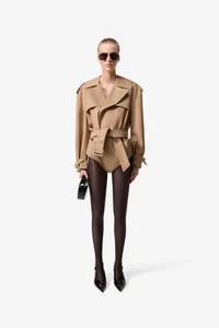 Coperni Double Breasted Belted Convertible Beige Body Trench Coat Size S - Picture 1 of 20