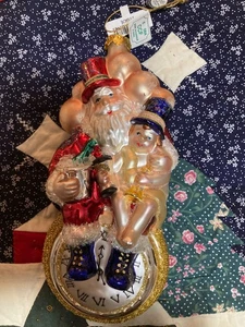 Bombay Company Babbo Natale e Bambino Capodanno su Orologio Decorazione Natalizia Nuovo - Foto 1 di 4