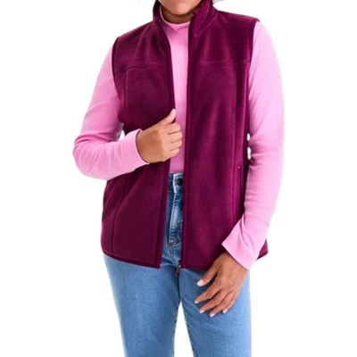 Style & Co Women's Zip-Front Polar Fleece Vest - Color:Deep Cranberry - Image 1 of 2