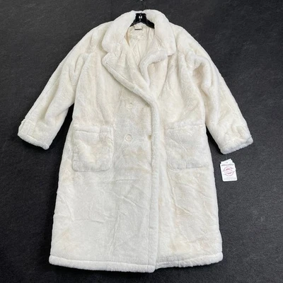 JOU JOU Faux Fur Double Breasted Coat Women's Size XL Off White - Image 1 of 4
