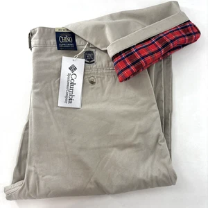 NUOVO Columbia pantaloni da trekking foderati in flanella kaki chino uomo taglia 40 x 30 relaxed - Foto 1 di 11