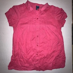 BASIC EDITIONS Blusa Mujer Grande Rosa Caliente Manga Corta Tejida con Botones - Imagen 1 de 14