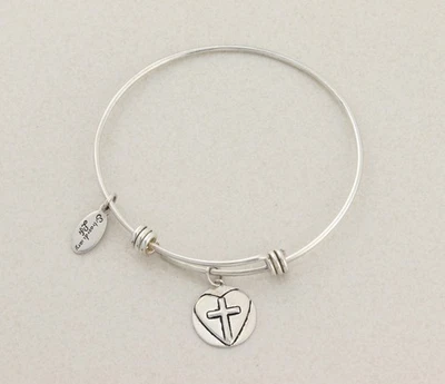 Brazalete Brazalete Plata Esterlina Corazón Cruz Fe Esperanza Amor 8" pulgadas Foto 1 de 4