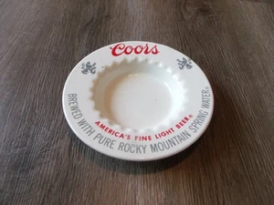 COLLECTIBLE COORS BEER WHITE ASHTRAY GOLDEN COLORADO 5 3/4 INCH DIAMETER - Picture 1 of 2
