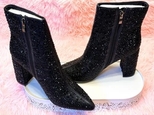 Lauren Lorraine Jam Black Rhinestones Embellished Boots Size 8.5 - Picture 1 of 7