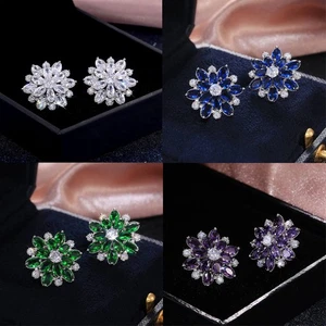Womens Earrings Cubic Engagement Stud Fashion Zirconia Accessories Jewelry - Picture 1 of 20