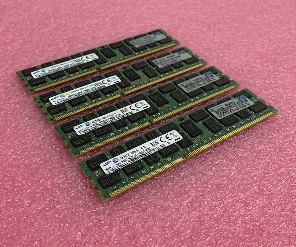 Samsung 8GB 2Rx4PC3L-10600R-09-12-E2-D3 M393B1K70QB0-YH9Q8 RAM (Lot of 4) - Image 1 of 4