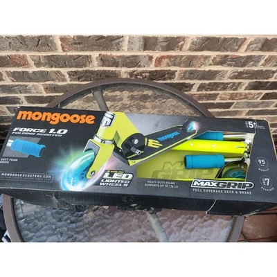 Mongoose Force 1.0 Folding Scooter With LED Lights Yellow & Black Open Box - Image 1 of 4