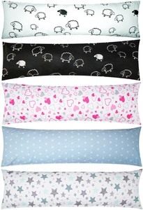 Renforcé Seitenschläferkissen Bezug 40x145cm Musik Herzen Schafe Love Baumwolle 