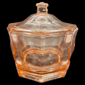Indiana Glass Concord Pink Octagon Candy Dish w/Lid 1930's Pink Depression Glass - Picture 1 of 4