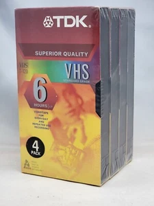 4-Pack TDK T-120 min Superior Quality Blank VHS Video Tapes 6 Hour - New Sealed - Picture 1 of 7