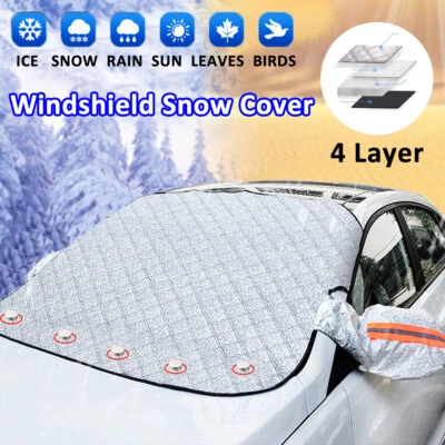 Car Windshield Cover Snow Cover 4-Layer Protection Ice Frost UV Sunshade Cover Foto 1 de 4