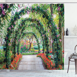 Flower Arches with Path Ornament Plants Garden Decor Print Shower Curtain Set