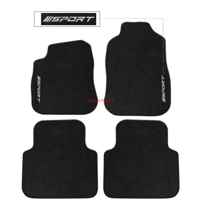 For 00-02 Saturn LS-Series 4Dr Floor Mat Carpets Nylon Black w/ White SPORT - Image 1 of 2