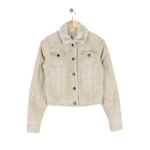 Abercrombie & Fitch giacca velluto a coste collo shearling beige donna taglia XS - Foto 1 di 8