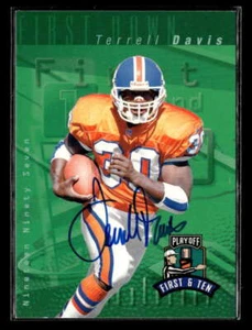 1997 Playoff First & Ten Terrell Davis Autograph Auto Denver Broncos FX127 - Picture 1 of 2