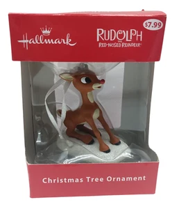 3" de alto Hallmark 2014 Rudolph el reno nariz roja sentado en nieve brillante - Imagen 1 de 4