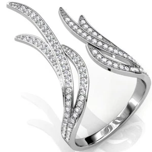 Elegante anillo para mujer enchapado en oro blanco de 18k de cristal transparente de Matashi - talla 8 - Imagen 1 de 5