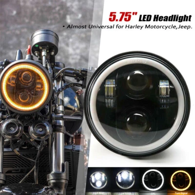 E-Geprüft 5.75" 5-3/4'' Motorrad LED DRL Angel Eye Halo Scheinwerfer Universal - Bild 1 von 4
