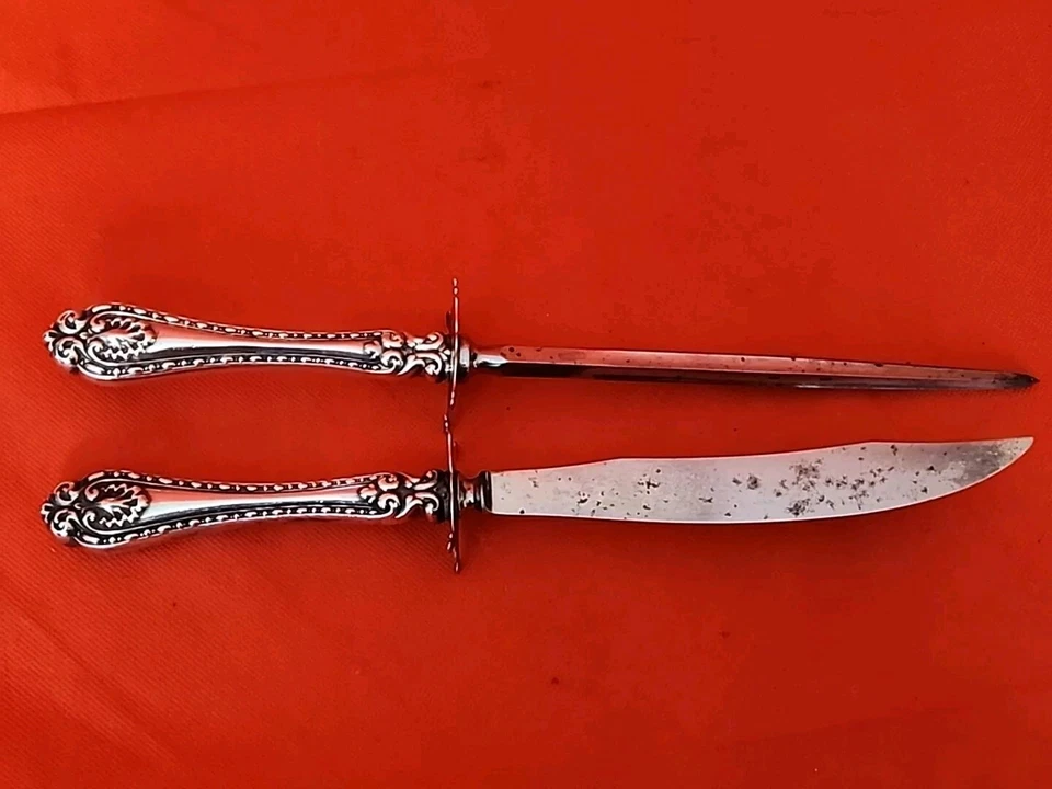 Cuchillo para tallar asado y afilar de plata esterlina Wellington by Alvin elegante bonito Foto 1 de 4