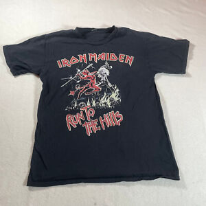 Iron Maiden Shirt Mens Medium Black Run To The Hills Graphic Tee Band Cocert
