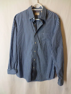 Camisa de vestir Dockers azul a rayas con botones manga larga para hombre talla M Foto 1 de 3