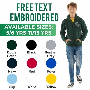 Personalised Embroidered Childrens Classic Full Zip Hooded Sweatshirt Hoodie TOP - Picture 1 of 15