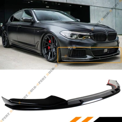 Kit divisor frontal preto brilhante para 17-2020 BMW G30 530i 540i M550i M Sport Bumper - Imagem 1 de 4