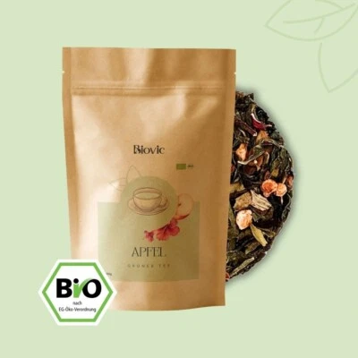 Apfel Bio Grüntee Sencha Apfelstücke feinaromatisch frisch Antioxidantien Biovic - Bild 1 von 4
