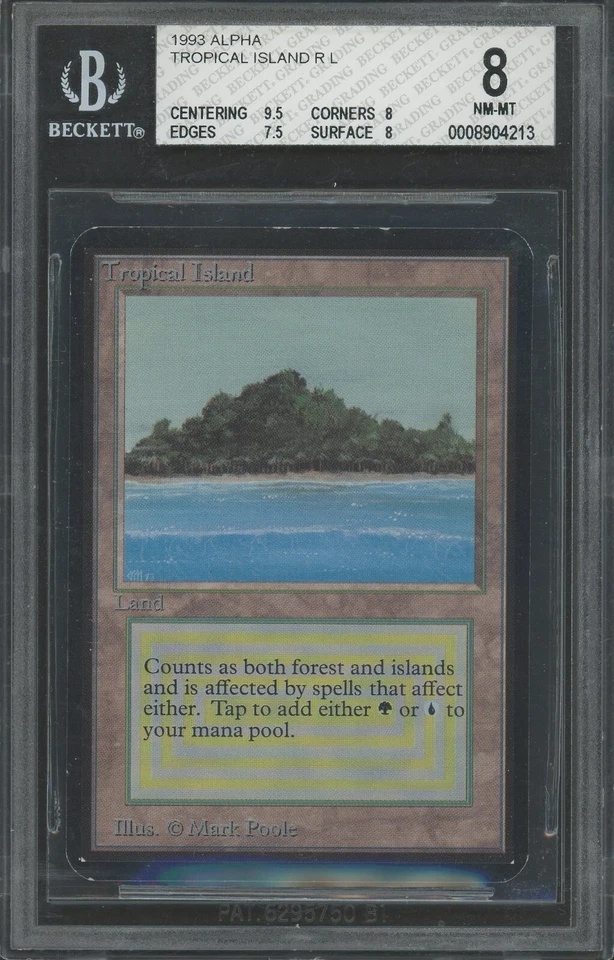 TROPICAL ISLAND Alpha Rare Reserved List BGS 8 Vintage MTG [Nostalgium] - Image 1 of 2