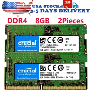 CRUCIAL DDR4 8GBX2 2666MHZ PC4-21300 Laptop SODIMM 260-Pin Notebook Memory RAM - Picture 1 of 8