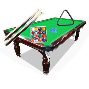 8FT Billiard Snooker Slate Pool Table Home Entertainment Walnut Frame Green - Picture 1 of 2