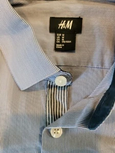 H&M Button Up Teens Dress Shirt Sz M Pinstripe Blue/White Preowned - Picture 1 of 10