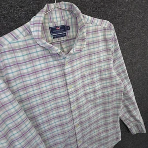 Vineyard Vines Oxford Hemd Herren M rosa grau kariert Slim Fit Murray Button Down - Bild 1 von 9