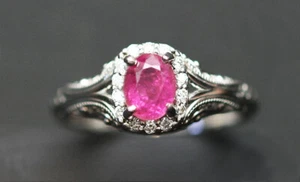 1,34ctw GIA ZERTIFIZIERT SELTENER LILA ROSA SAPHIR & DIAMANT 14K WEISSGOLD RING - Bild 1 von 3