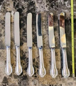 🔎SET VON 6 um 1914 FALMOUTH VERSILBERTER GRIFF STUMPF HOHLPLATZMESSER 🍽 - Bild 1 von 7