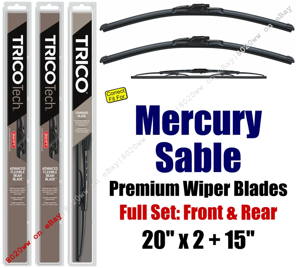 Wiper Blades 3-Pack Front Rear - fit 1989-1995 Mercury Sable - 19200x2/30150 - Image 1 of 1