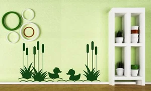Wall Vinyl Sticker Decor Cute Ducks Quack Quack Grass Pond Reeds (n419) - Picture 1 of 6